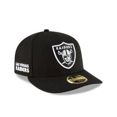 Black Las Vegas Raiders Hat - New Era NFL Logo Mix Low Profile 59FIFTY Fitted Caps USA0487526